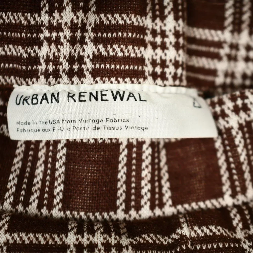 Plaid Urban Renewal Womens Slit-leg Pants with Flare Crop Y2K - Picture 4 of 6